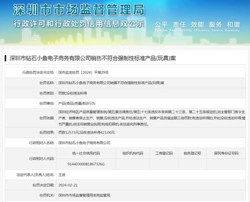 深圳市鉆石小魚電子商務銷售不符合強制性標準產品（玩具）案例解析